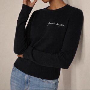 FAVORITE DAUGHTER Cashmere Embroidered Long Sleeve Sweater Top